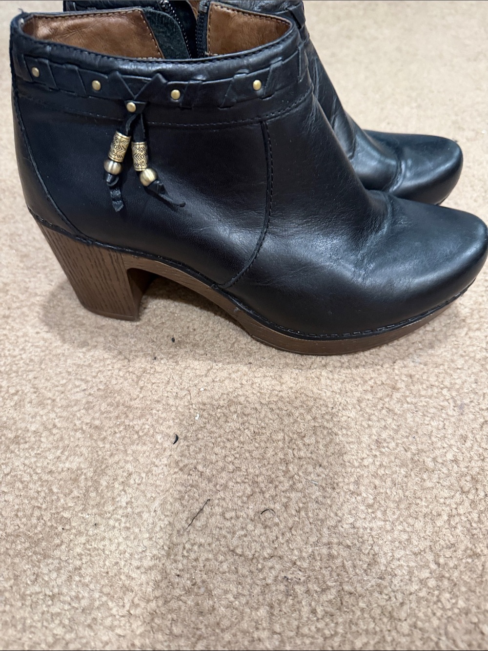 Dansko Black Leather Ankle Booties with Decorative Studs - Picture 2 of 6